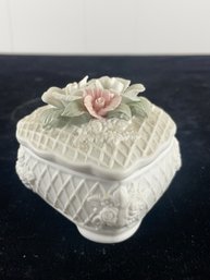 Ivory Ceramic Bisque Trinket Box