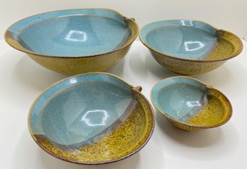 Set 4 Japanese Nichibei Nesting Ceramic Bowls, Appear Unused