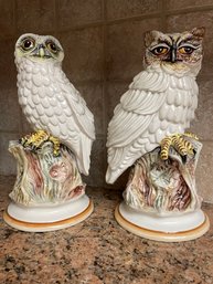Pair Of Porcelain Night Birds, Italian Made.10' Tall