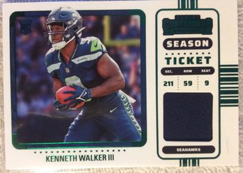 2022 Panini Contenders Season Ticket Kenneth Walker III Jersey Relic Card - K