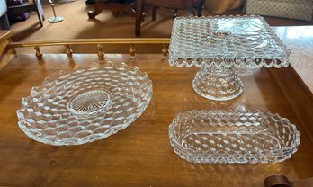 Adorable American Fostoria Square Plate Cake Stand With Rum Well Clear Glass, Serving Plate & Candy