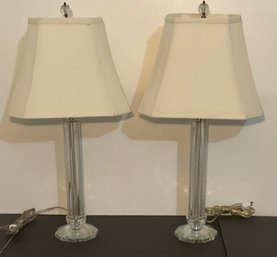 PR. Antique Crystal Etched Column Lamps