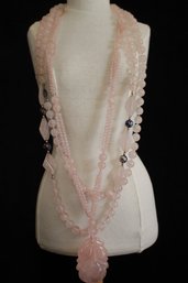 3 Vintage Rose Quartz Necklaces