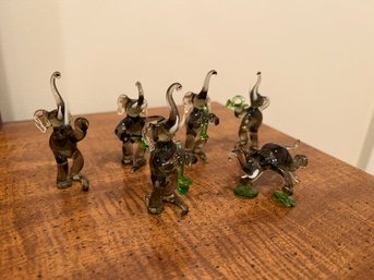 Miniature Blown Glass Elephants Playing Instruments