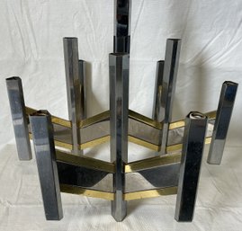 Fantastic 1960s MID CENTURY GAETANO SCIOLARI 'CHEVRON' 9-ARM CHROME BRASS CHANDELIER