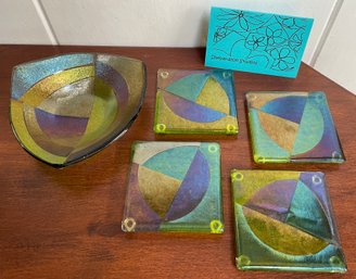 Set Of Kiln-fired Glass Bowl And Four Coasters - SHEPARDSON STUDIOS