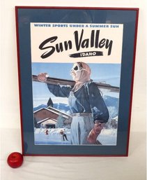 Mid-Century Sun Valley Idaho Ski Resort Adv. Print In Nice Frame