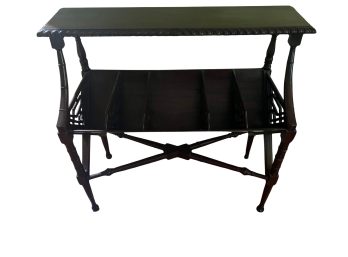 Vintage Asian Inspired Rosewood Tiered Magazine Rack / Bookcase / Console Table