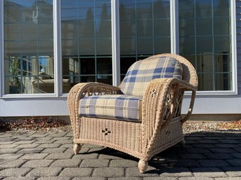Magnificent Wicker Rolled Arm Chair By Tradewinds