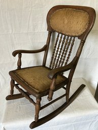 Antique Victorian Era Child's Oak Rocking Chair