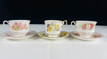 Trio Of Tea Cups And Saucers