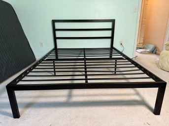 A Black Metal Platform Bed, Lightly-Used Mattress Optional, Full Size