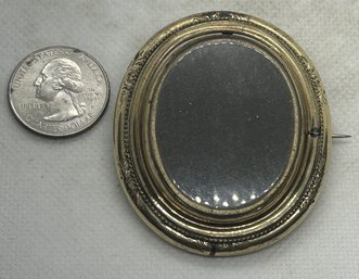 Antique Victorian Era REVOLVING GOLD-FILLED MOURNING BROOCH- With Photo And Woven Locket Of Hair