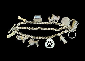 Sterling Silver Dog Love Charm Bracelet-Quality