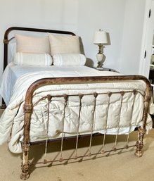 Fabulous Distressed Iron Full Size Bedstead With Antique Finish