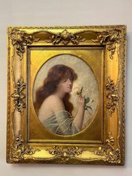 Vintage Painting On Canvas In Ornate Frame