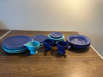 Group Of Blue Colored Miscellaneous Retro Fiesta Ware