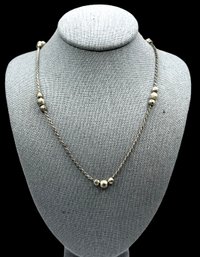 Vintage Italian Sterling Silver Long Beaded Twisted Chain Necklace