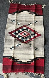 Vintage Southwestern Style Wool Entry Rug- Bold Geometric Design