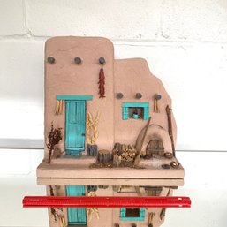Signed Alex Gomez Navajo Dine Pueblo Sculpture Mini Model Facade 13.5x4x13in Mixed Media  Dwelling