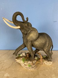 Franklin Mint Wildlife African Elephant Porcelain Statue