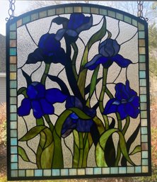 Beautiful Iris Stained Glass Panel