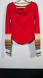 FREE PEOPLE Top With Knit Sleeve End With Tag