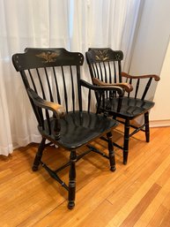 Pair Of Americana Hitchcock Style Arm Chairs