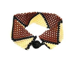 Vintage Southwestern Hand Beaded Two Toned Bracelet