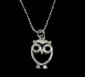 Italian Sterling Silver Beaded Chain With Owl Pendant