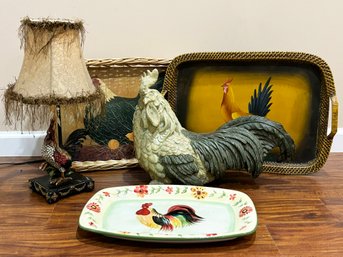 Rooster Themed Decor - Lamp, Trays, Statue And More