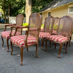 LOC2 - A Set Of 8 Cane Back French Provincial Dining Chairs - 6 Side Chairs - 2 Arm