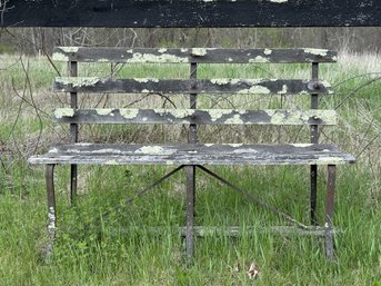 A Vintage Wood & Metal Bench With An Amazing, Naturally-Weathered Patina