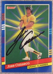 1991 Donruss Grand Slammer Jose Canseco Autograph Card - K