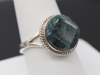 Guatemalan Geometric Jade & Sterling Silver Ring