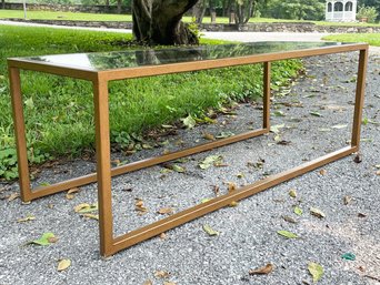 A Beautiful Modern Mirrored Glass Top Coffee Table By Allan Copley