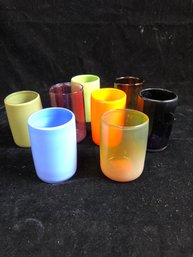Set Of Vintage Colored Water Glasses
