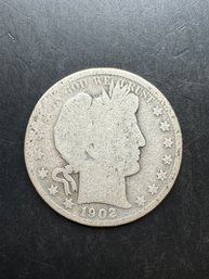 1902 Barber Silver Half Dollar