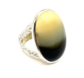 Large Multicolor Polished Stone Ring, Size 8