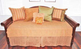 Cherry Wood And Wicker Plantation Style Daybed W/ Trundle (converts To King Size) Custom Upholstered Duvet