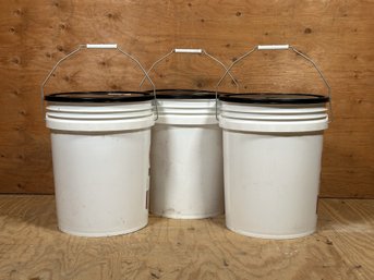 A Trio Of 5-Gallon Buckets With Easy-Off Lids By Leaktite
