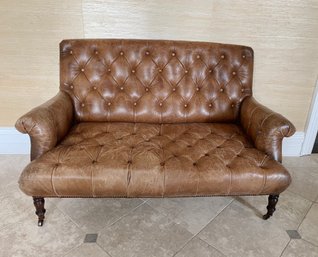 A Ralph Lauren Leather Chesterfield Love Seat -