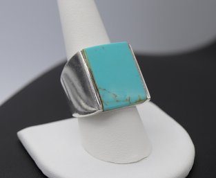 Impressive Statement Turquoise Ring In Sterling Silver