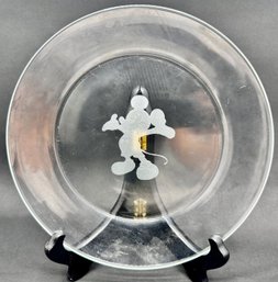 Vintage Etched Glass Disney Mickey Mouse Plate