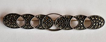 Vintage 1980s Sterling Silver Marcasite Pin Brooch By Judith Jack