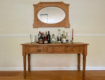 Narrow 3- Drawer Console Table With Mirror