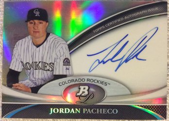 2011 Bowman Platinum Jordan Pacheco Autograph Card - K