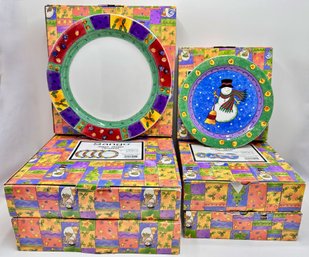 Set 12 New In Box Sango Sweet Shoppe Christmas Dinner & Salad Plates By Sue Zipkin (24 Pieces)