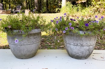 A Pair Of High Quality Cast Planters - Great Stone Look But Lighter