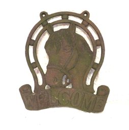 Metal Horse Welcome Plaque